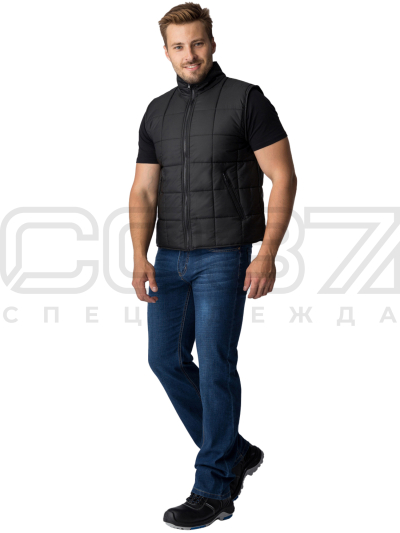 Жилет рабочий утеплённый Курьер цв.чёрный тк.дюспо 1