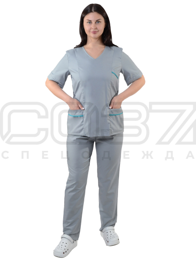 Костюм медицинский женский АРК-52 цв.серый тк.бриз cotton (2)